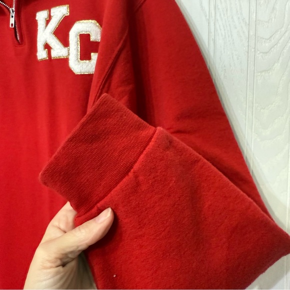 Jerzees KC Chiefs 1/4 zip sweatshirt sweater size large patch - Picture 5 of 8